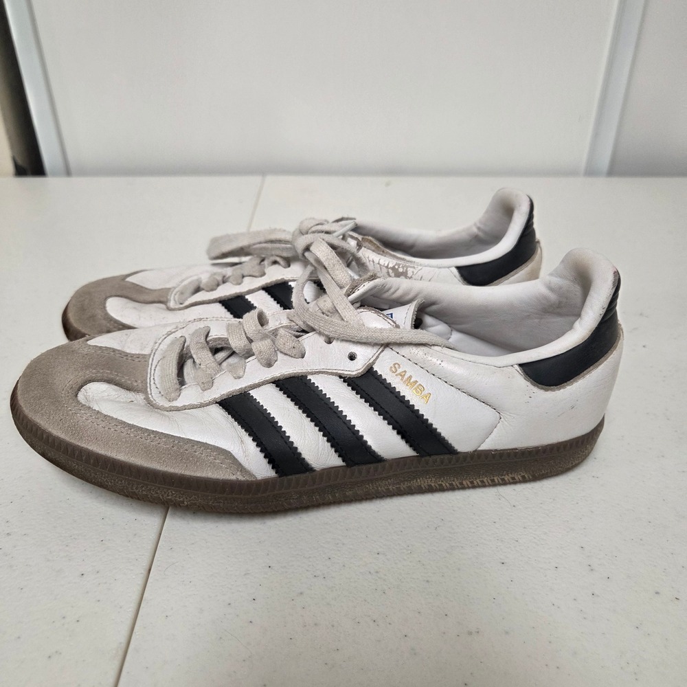 Adidas Samba OG White Black Gum Leather Sneakers B75806 Mens 5.5 Womens 6.5